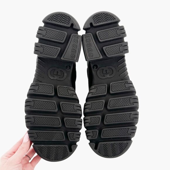 Gucci Romance GG Quilted Snow Boot EU 42 US 12 Black Nylon Leather Puffer Combat - Picture 9 of 16